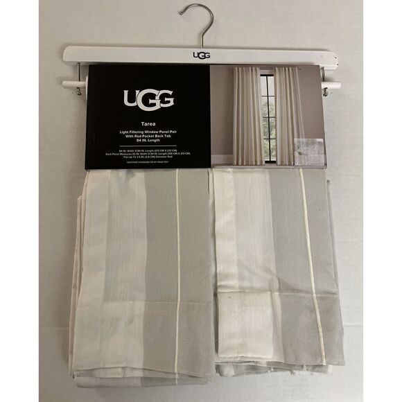 UGG Tarea Set 2 Light Filter Window Panels/Curtains Rod Back Tab Gray Violet 84" - Picture 1 of 7